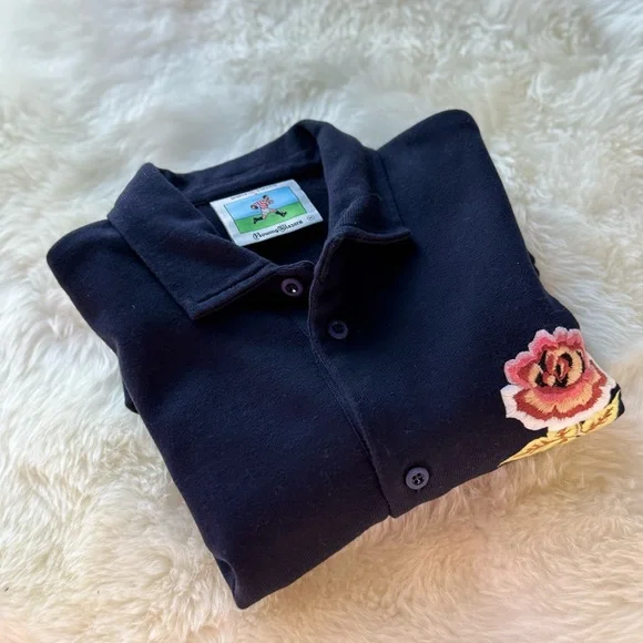 Men's Cotten Roses over shirt Navy - Picture 3 of 3